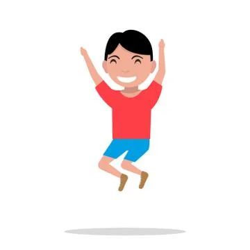 Vector illustration cartoon boy jumping happiness Stock Illustration