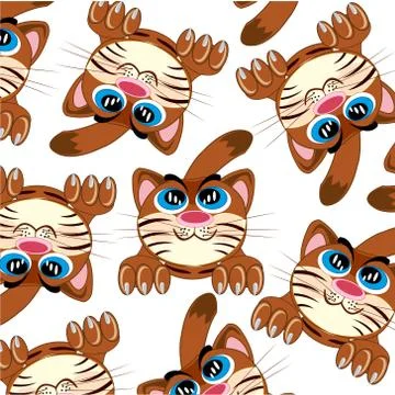 Vector illustration of the cartoon of the cat decorative pattern Stock Illustration