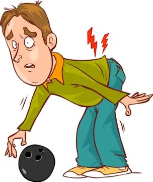Vector illustration of a cartoon character back pain Stock Illustration