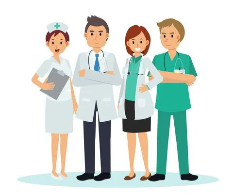 Vector illustration cartoon character of Medical Team and staff ,Doctor Nurse Stock Illustration