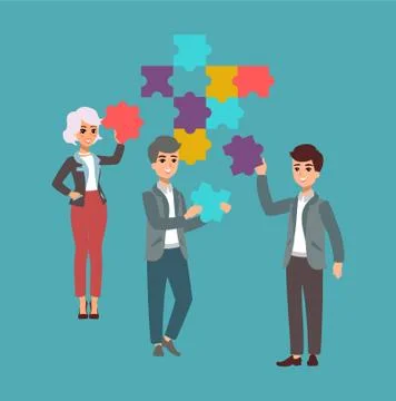 Vector illustration with cartoon characters. Team building. Leadership. Manag Stock Illustration