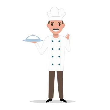 Vector illustration of a cartoon chef cook man Stock Illustration