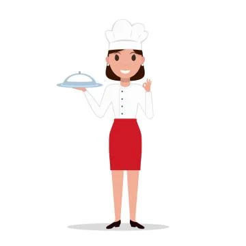 Vector illustration cartoon chef cook woman Stock Illustration