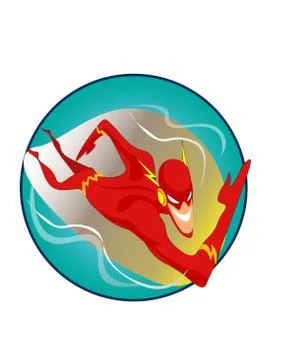 Vector illustration of cartoon fast speed superhero character Stock Illustration