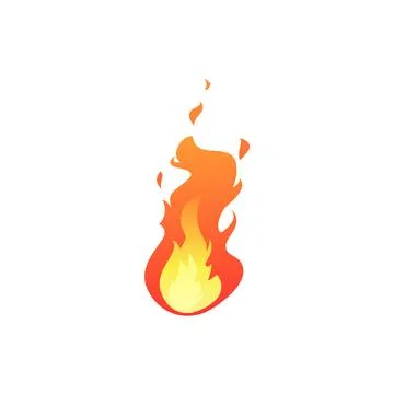 Vector illustration of cartoon fire effect with orange flames on isolated white イラスト素材