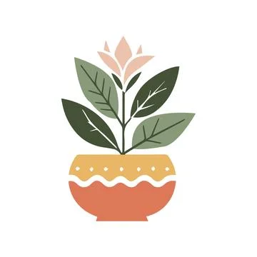 Vector illustration in cartoon flat style. Large natural houseplant. Beautiful Illustrazione stock
