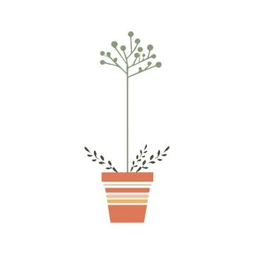 Vector illustration in cartoon flat style. Large natural houseplant. Beautiful Stock Illustration