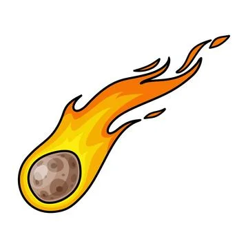 Vector illustration of cartoon flying space comet Stock Illustration