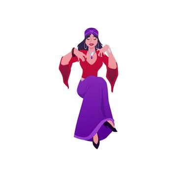 Vector illustration of cartoon fortune teller in sitting pose. Stock Illustration