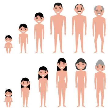 Vector illustration cartoon human aging, generation Stock Illustration