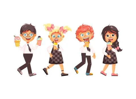 Vector illustration cartoon isolated characters children, pupils, schoolboys Stock Illustration