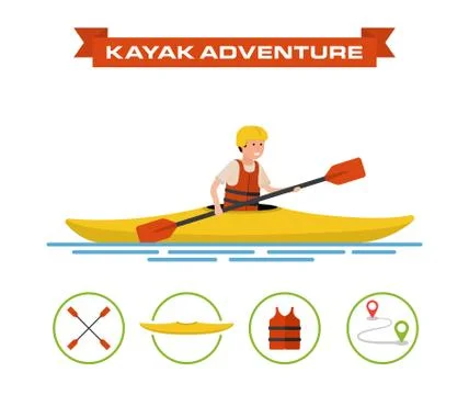 Vector illustration of a cartoon kayaker Stock Illustration