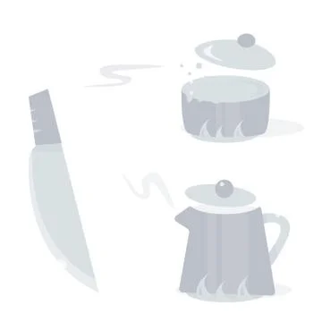 Vector illustration of Cartoon kitchen tools. Objects isolated on white Stock Illustration