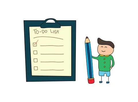 Vector Illustration Of cartoon man with to do list check box on clipboard Stock Illustration