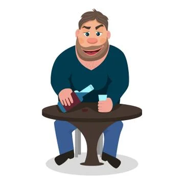 Vector illustration cartoon man drinking alcohol Stock Illustration