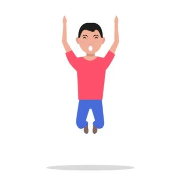Vector illustration cartoon man jumping happiness Stock Illustration