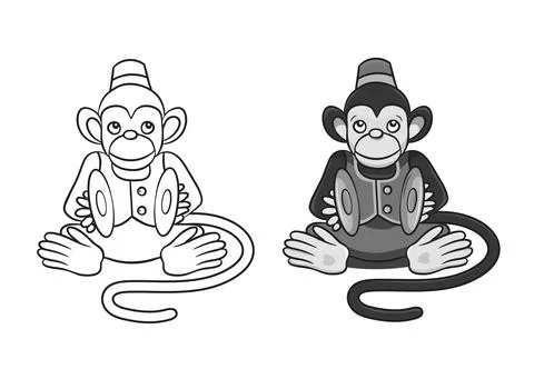 Vector illustration of cartoon monkey with cymbals. Stock Illustration