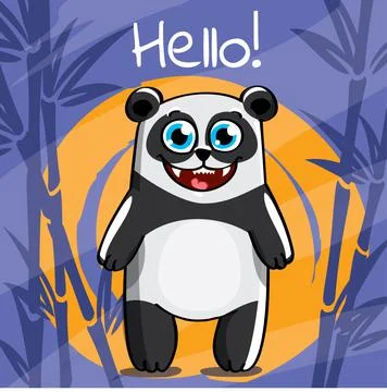 Vector illustration of cartoon panda. Hello. Stock Illustration