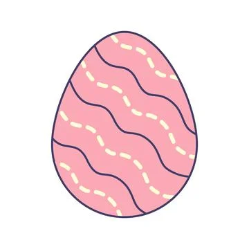 Vector illustration of cartoon pink Easter egg design in flat style on white 스톡 일러스트