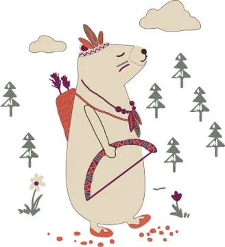 Vector illustration of cartoon rabbit Stock Illustration