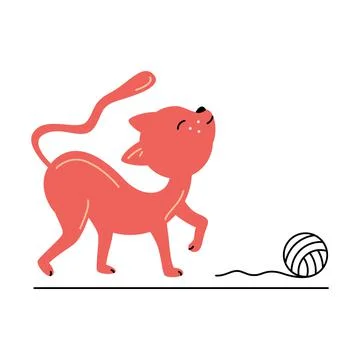 Vector illustration of cartoon red cat on white background. Stock Illustration