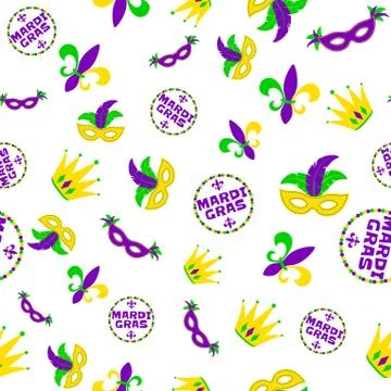 Vector illustration of cartoon seamless pattern with carnival party colored mask イラスト素材