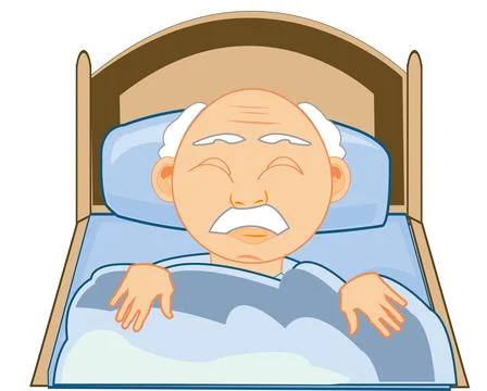 Vector illustration of the cartoon sleeping on beds of the oldster Stock Illustration