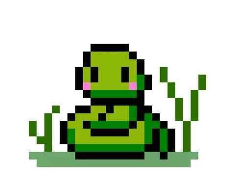 Vector Illustration of Cartoon Snake - Pixel art design Stock Illustration