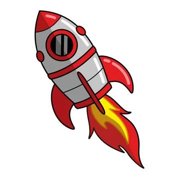 Vector illustration of cartoon space rocket flying Stock Illustration
