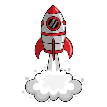 Vector illustration of cartoon space rocket launch Stock Illustration