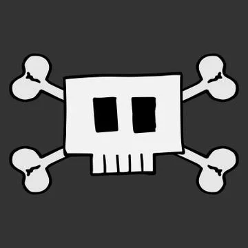 Vector illustration of a cartoon square skull. Hand drawv square skull. Stock Illustration