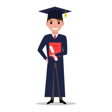 Vector illustration cartoon student boy graduate Stock Illustration