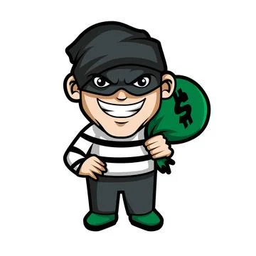 Vector illustration of cartoon thief Stock Illustration