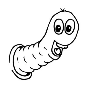 Vector illustration of a cartoon worm. Fruit worm. Bookworm. Hand drawn. Stock Illustration