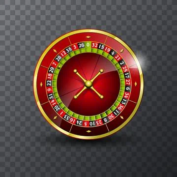 Vector illustration on a casino theme with roulette wheel on transpareent Stock Illustration