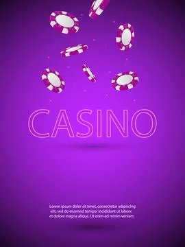Vector illustration on a casino theme with shiny neon light letter and fallin Illustrazione stock
