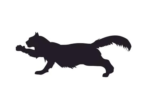 Vector illustration of a cat that lapsing paw, drawing silhouette Stock Illustration
