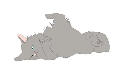 Vector illustration of a cat that lies drawing color Stock-Illustration