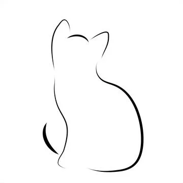 Vector illustration of cat painted with simple lines. Symbol of pet and home  Stock Illustration