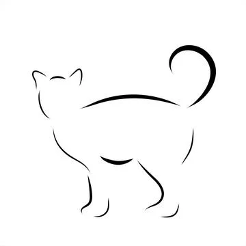 Vector illustration of cat painted with simple lines. Symbol of pet and home  Stock Illustration