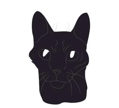Vector illustration of cat portrait, drawing silhouette, vector, Stock-Illustration