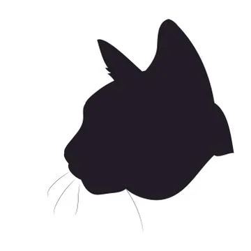 Vector illustration of cat portrait, drawing silhouette, vector, Stock Illustration