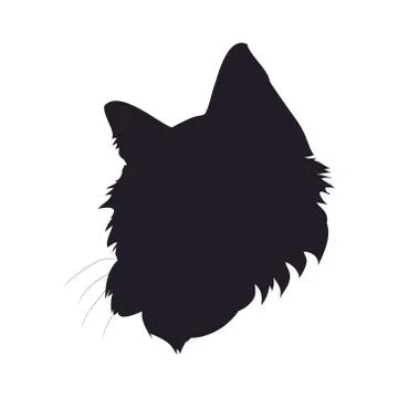Vector illustration of cat portrait, drawing silhouette, vector, Illustrazione stock