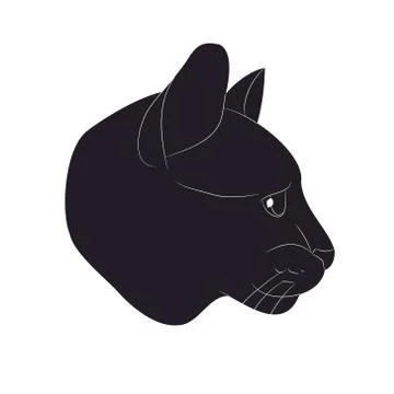 Vector illustration of cat portrait, drawing silhouette, vector, Stock Illustration