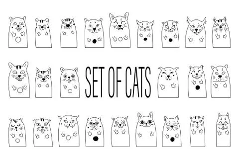 Vector illustration of cat set for greeting card design, t-shirt print, inspi Stock Illustration