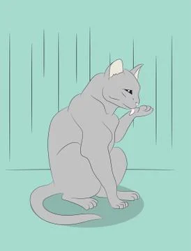 Vector illustration of a cat that sits in the room Stock Illustration