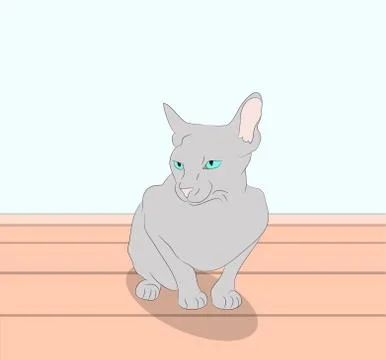 Vector illustration of a cat that sits in the room Stock Illustration