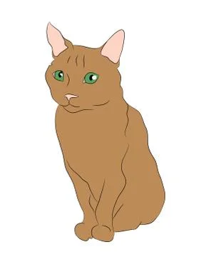 Vector illustration cat sitting in color Illustrazione stock