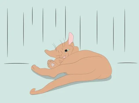 Vector illustration of a cat that sleeps in a room Illustrazione stock