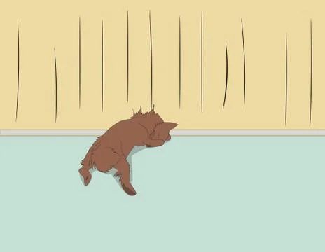 Vector illustration of a cat that sleeps in a room Stock Illustration